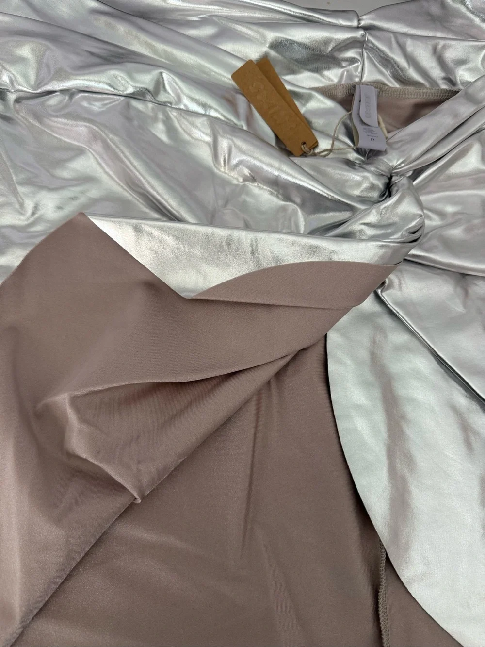 Skims Metallic Swim Mini Sarong Nickel Size 2x